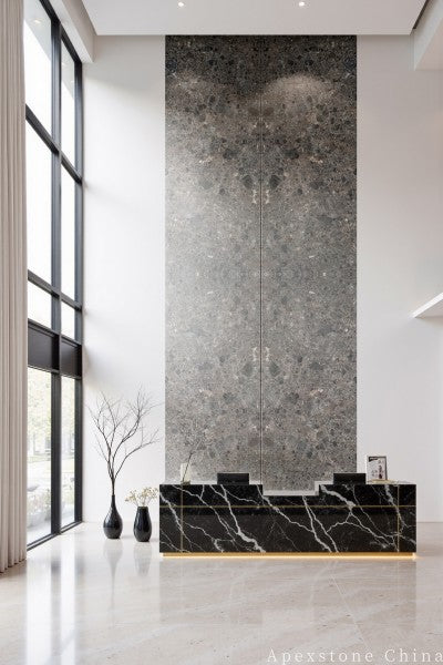 12 x 12 brown Marble wall office