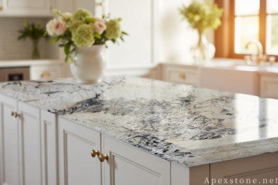 Custom Butterfly Golden Flower Granite island countertops