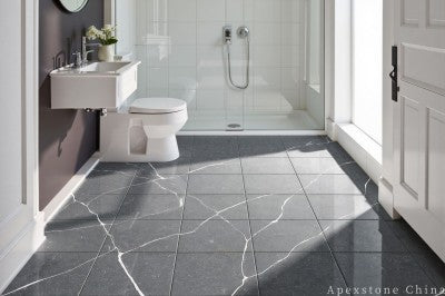 hexagon Calacatta Charcoal quartz tiles