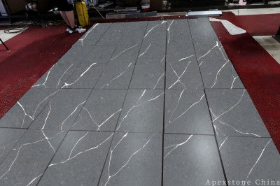 hexagon Calacatta Charcoal quartz tiles