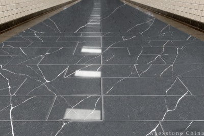 hexagon Calacatta Charcoal quartz tiles
