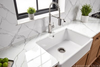 Calacatta Cloud Drift white quartz countertops