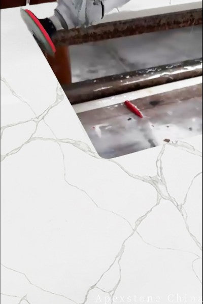 Flat edge Calacatta Cracked White quartz countertops
