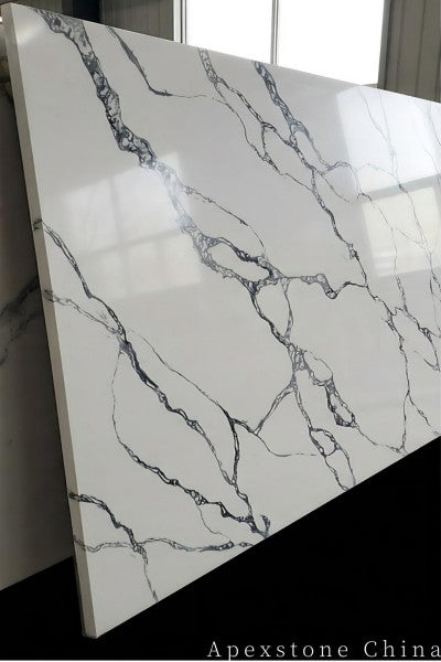 4 inch Calacatta Ebony Lace quartz hearth