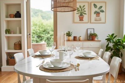 for 8 white quartz dining table