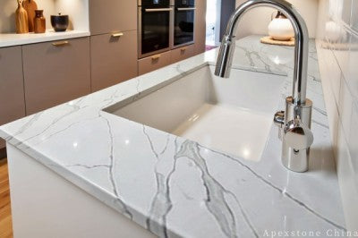 white quartz 4 x 8 countertop kitchen
