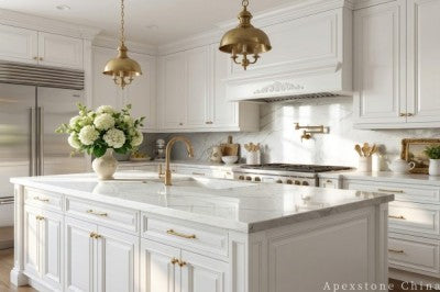 white quartz 4 x 8 countertop kitchen