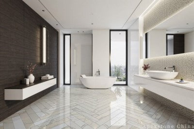 10mm white quartz tile shower floor