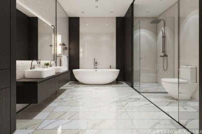 10mm white quartz tile shower floor