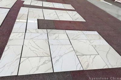 solid Calacatta Ethereal White quartz wall tiles
