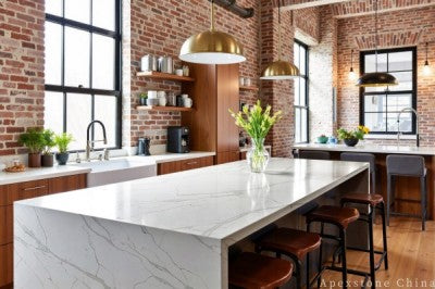 white quartz 4 x 8 countertop kitchen