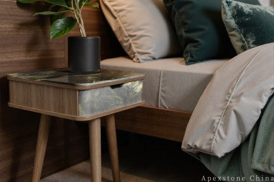 mid century green Quartzite nightstand