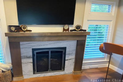 thin Calacatta Macaubas Quartzite wall panels