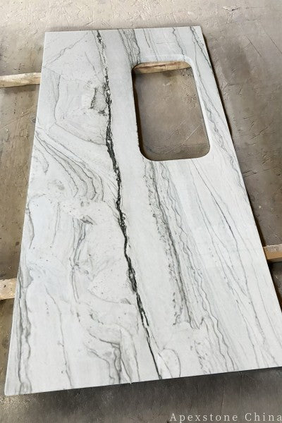 3/4 inch Calacatta Macaubas Quartzite island countertops