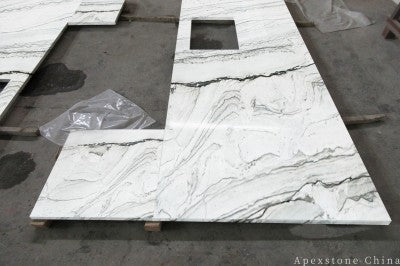 3/4 inch Calacatta Macaubas Quartzite island countertops