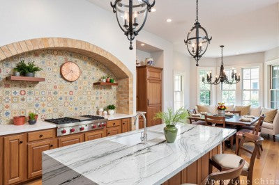 3/4 inch Calacatta Macaubas Quartzite island countertops