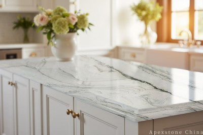 3/4 inch Calacatta Macaubas Quartzite island countertops