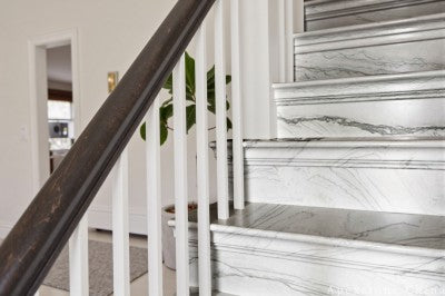 2 inch white Quartzite wall staircase