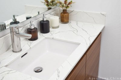 Prefabricated white quartz vanity tops
