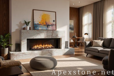 3/4 inch Calacatta Rosa Marble hearth