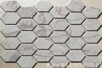 circular Calacatta Rosa Marble floor tiles