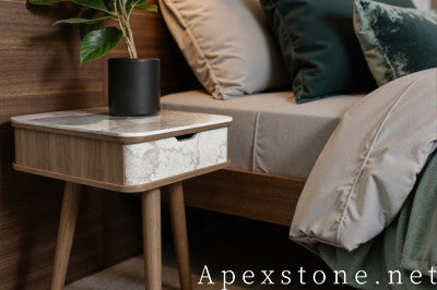 round pink Marble nightstand
