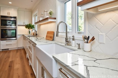 Calacatta Spider white quartz countertops