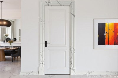 leathered white quartz door frames