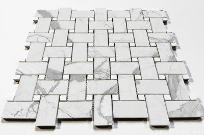 hexagon Calacatta White Marble mosaic tiles