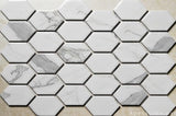 hexagon Calacatta White Marble mosaic tiles