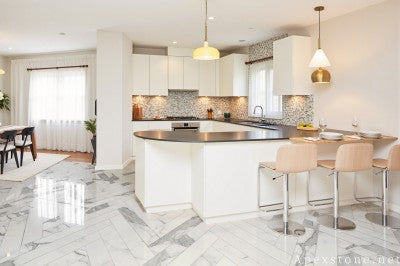 hexagon Calacatta White Marble mosaic tiles
