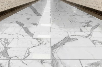 hexagon Calacatta White Marble mosaic tiles