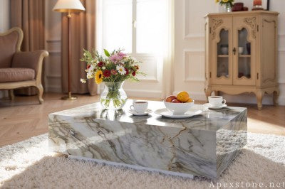 solid white Marble cocktail table