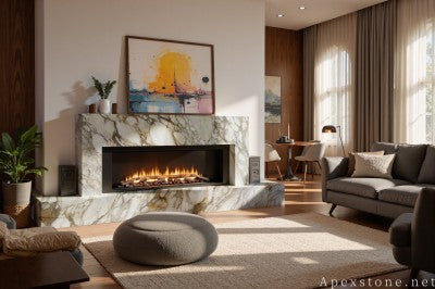 white Marble thin floor fireplace