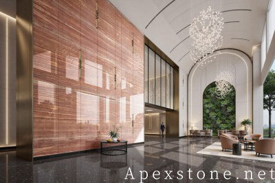 10 foot red Marble wall office