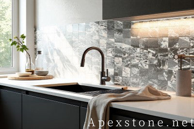 small Chanel Grey Marble floor tiles