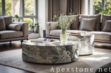 pedestal black Marble coffee table