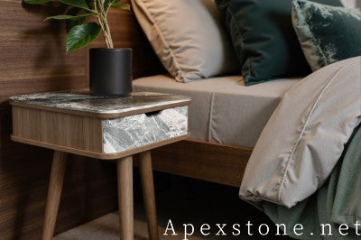 extra large black Marble nightstand