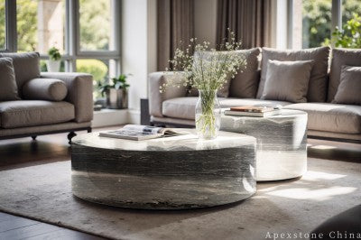 with drawer blue Marble coffee table