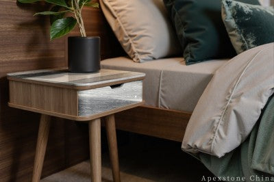rectangular blue Marble nightstand