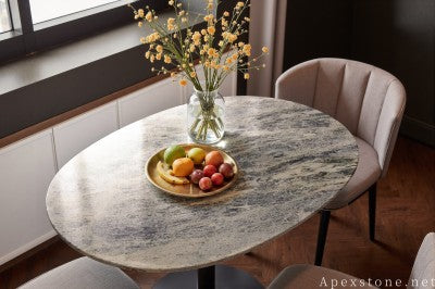 pedestal grey Quartzite coffee table