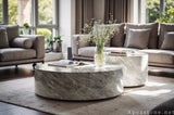 pedestal grey Quartzite coffee table