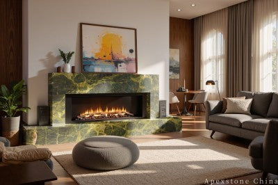 green Marble 1x1 wall fireplace