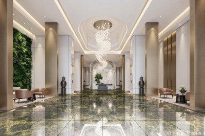 custom green Marble wall corridor