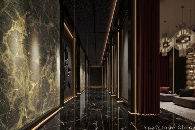 custom green Marble wall corridor
