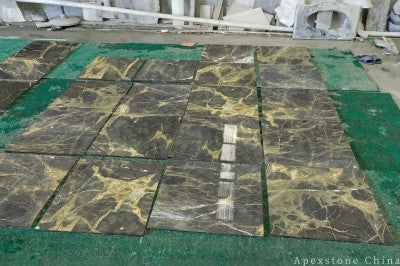 green Marble 1x1 wall fireplace