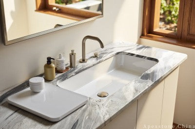 Waterfall Cloudy Atlas Marble benchtops