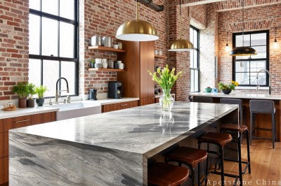Waterfall Cloudy Atlas Marble benchtops