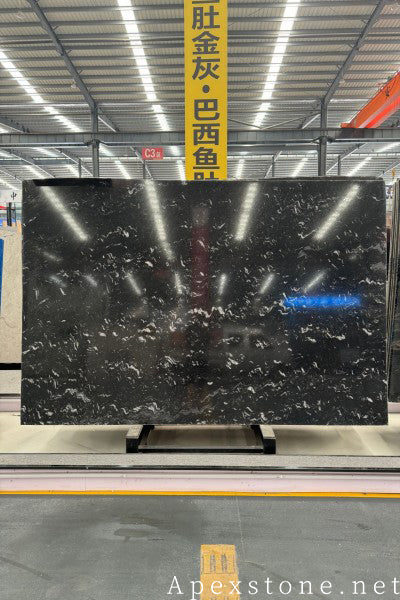 polished Cloudy Ink Marble stair steps