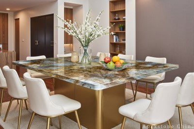 8 seater gold Marble dining table